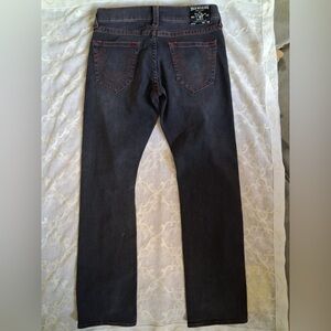 True Religion Ricky Grey Pre Ripped Relaxed Fit Straight Jeans Men Size 33